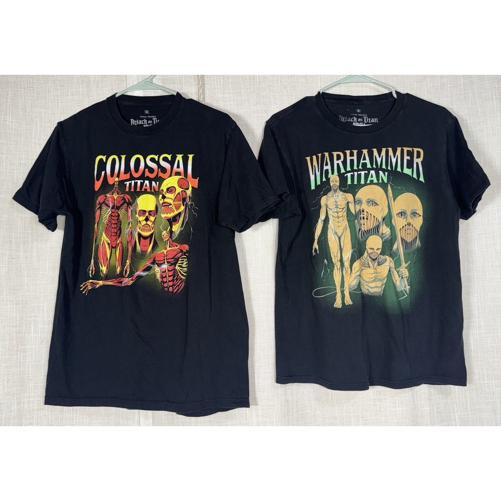 Attack On Titan Colossal Titan Warhammer‎ Black T-Shirt Men's Medium LOT Shirts